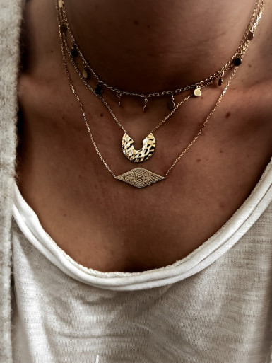 Collier plaqué or CLÉOPATRE femme chaine et pendentif losange bijoux plaqué or tendance femme