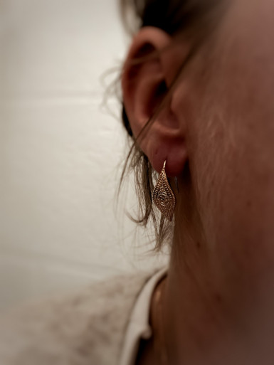 Boulces d'oreille pendante plaqué or CLÉOPATRE femme forme losange bijoux plaqué or tendance femme