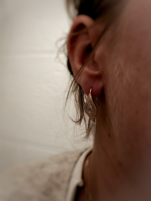 Boulces d'oreille pendante plaqué or CLÉOPATRE femme forme losange bijoux plaqué or tendance femme