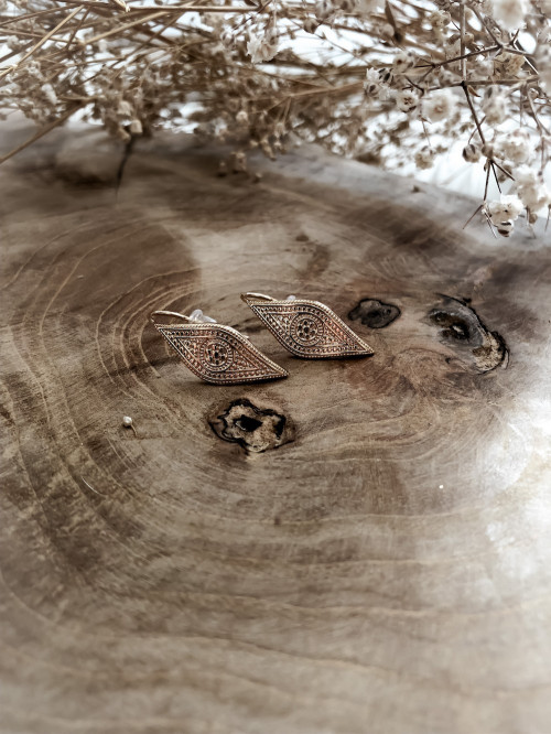 Boulces d'oreille pendante plaqué or CLÉOPATRE femme forme losange bijoux plaqué or tendance femme