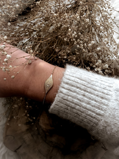 Bracelet plaqué or CLÉOPATRE chaine et losange ethnique bijoux plaqué or tendance femme