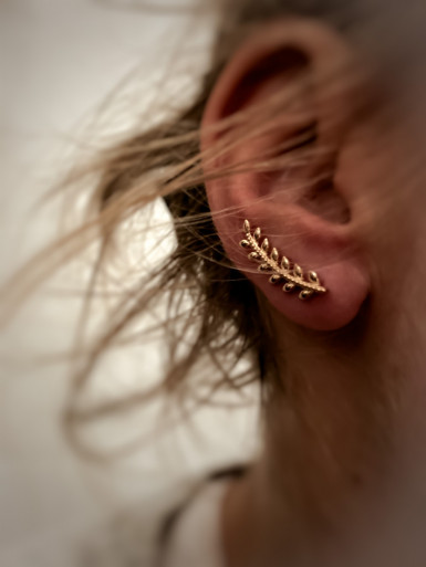 Boulces d'oreille montante plaqué or CÉSAR BRANCHE DE LAURIER bijoux plaqué or tendance femme