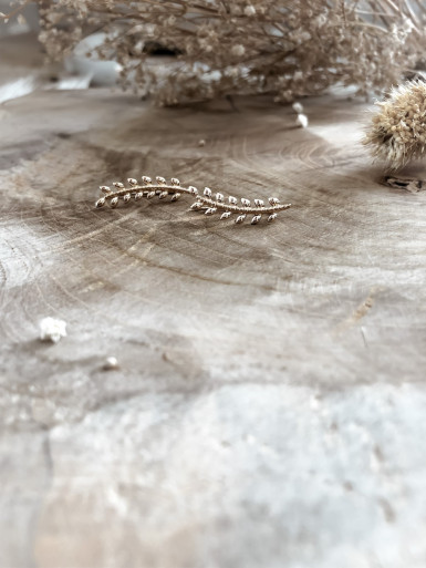 Boulces d'oreille montante plaqué or CÉSAR BRANCHE DE LAURIER bijoux plaqué or tendance femme