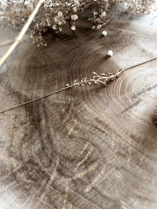 Bracelet plaqué or CÉSAR chaine et branche de laurier bijoux plaqué or tendance femme