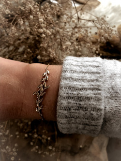 Bracelet plaqué or CÉSAR chaine et branche de laurier bijoux plaqué or tendance femme