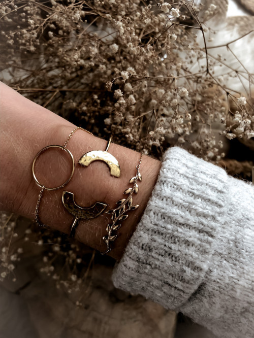 Bracelet plaqué or CÉSAR chaine et branche de laurier bijoux plaqué or tendance femme