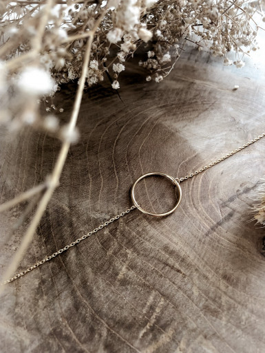Bracelet plaqué or CIRCLE chaine et cercle vide bijoux plaqué or tendance femme