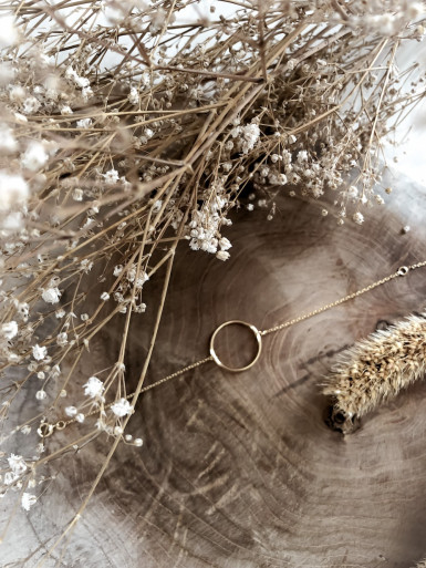 Bracelet plaqué or CIRCLE chaine et cercle vide bijoux plaqué or tendance femme