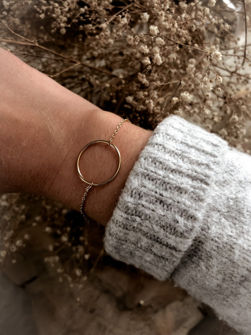 Bracelet plaqué or CIRCLE chaine et cercle vide bijoux plaqué or tendance femme