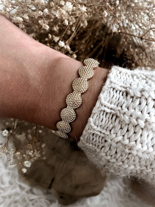 JONC PLAQUÉ OR BRACELET BALTHAZAR RIGIDE MULTI CERCLES RÉGLABLE POUR FEMME