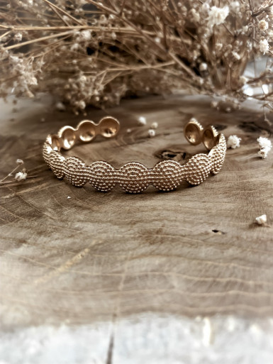 JONC PLAQUÉ OR BRACELET BALTHAZAR RIGIDE MULTI CERCLES RÉGLABLE POUR FEMME