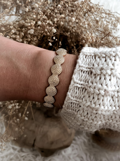 JONC PLAQUÉ OR BRACELET BALTHAZAR RIGIDE MULTI CERCLES RÉGLABLE POUR FEMME
