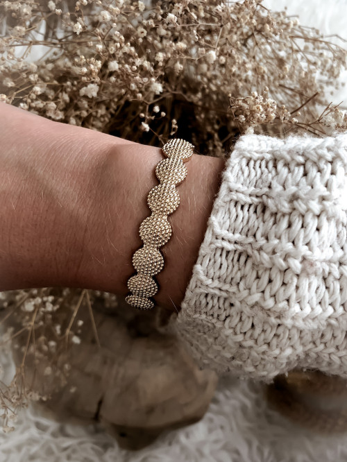 JONC PLAQUÉ OR BRACELET BALTHAZAR RIGIDE MULTI CERCLES RÉGLABLE POUR FEMME