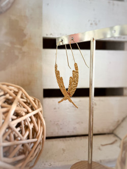 Boucles d'oreilles acier inoxydable dorée ailes d'anges