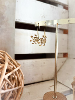 Boucles d'oreilles en acier dorée boule et tiges