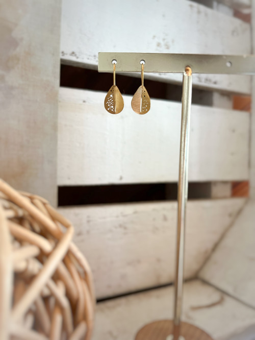 Boucles d'oreilles acier doré petite goutte