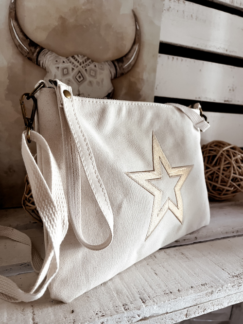 Sac beige avec étoile brodée
