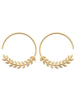 Boulces d'oreille créoles plaqué or couronne de laurier créoles ouvertes bijoux plaqué or tendance femme 2