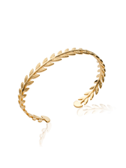 JONC plaqué or COURONNE DE LAURIER BRACELET RIGIDE AJUSTABLE bijoux plaqué or tendance femme 2
