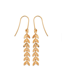 Boulces d'oreille pendante plaqué or feuilles de laurier bijoux plaqué or tendance femme 2