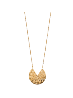 Collier plaqué or INKA femme chaine et pendentif medaille gravure motif azteque bijoux plaqué or tendance femme 2