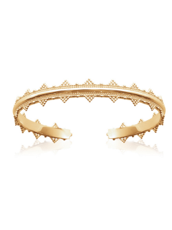 JONC plaqué or COURONNE ETHNIQUE REINE BRACELET RIGIDE AJUSTABLE bijoux plaqué or tendance femme 2
