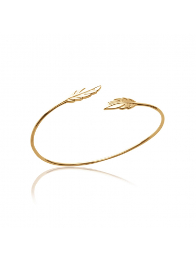 Bijoux plaqué or femme pas cher bracelet jonc deux plumes fin