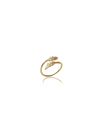 Bijoux plaqué or femme pas cher bague fine double plumes Bijoux plaqué or femme pas cher bague fine double plumes
