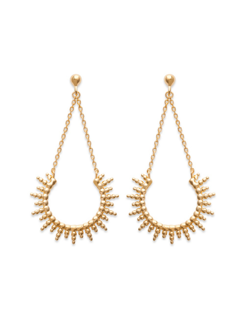 Bijoux plaqué or femme pas cher boucles d'oreilles pendantes soleil