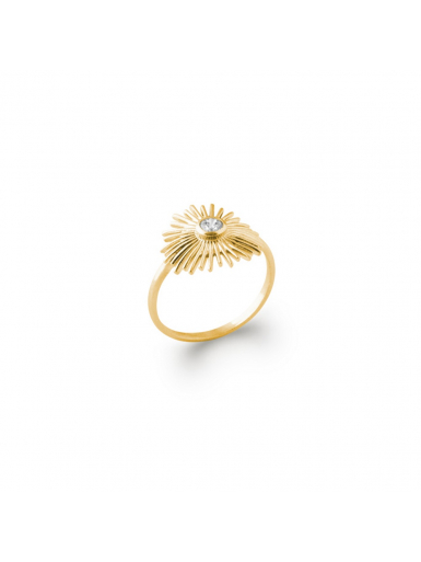 Bijoux plaqué or femme pas cher bague solar avec zircon soleil