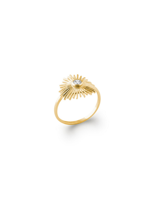 Bijoux plaqué or femme pas cher bague solar avec zircon soleil
