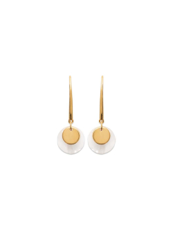 Boucles d'oreilles pendantes plaqué or OCÉANE double pampilles nacre bijoux plaqué or tendance 2