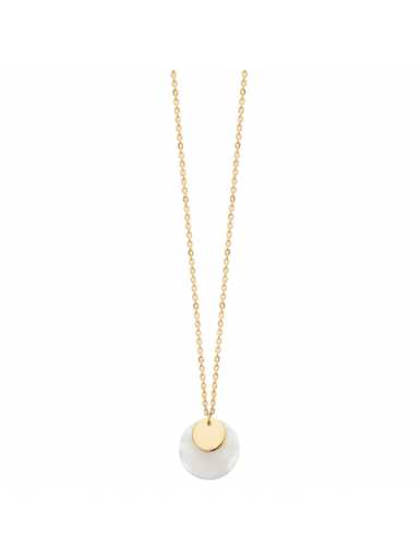 Bijoux plaqué or femme collier nacre pampille médaille