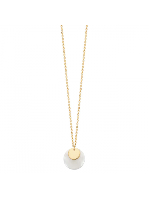 Bijoux plaqué or femme collier nacre pampille médaille