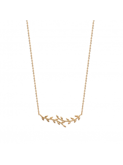 Collier plaqué or CÉSAR femme chaine et BRANCHE feuilles DE LAURIER bijoux plaqué or tendance femme 2