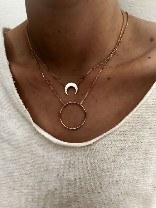 Bijoux plaqué or femme pas cher collier pendentif cercle vide