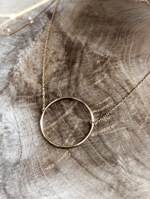 Bijoux plaqué or femme pas cher collier pendentif cercle vide