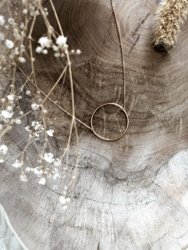 Bijoux plaqué or femme pas cher collier pendentif cercle vide