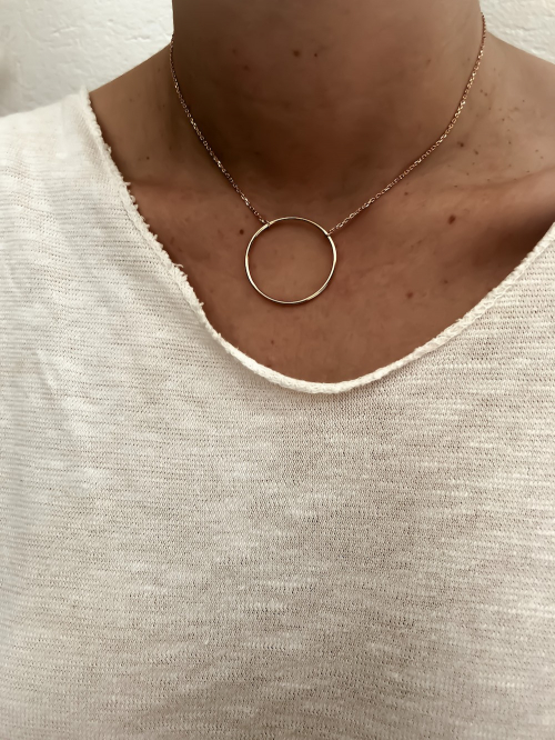 Bijoux plaqué or femme pas cher collier pendentif cercle vide