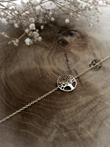 Bijoux plaqué or femme pas cher bracelet arbre de vie pendentif