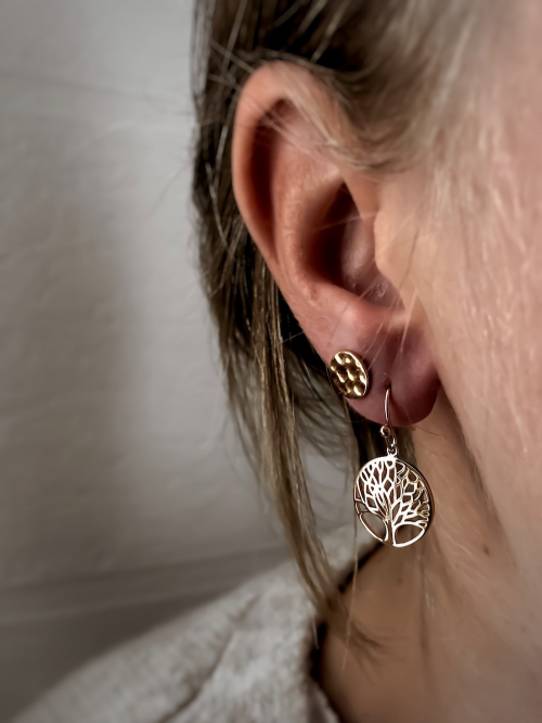 Bijoux plaqué or femme pas cher boucles d'oreilles arbre de vie