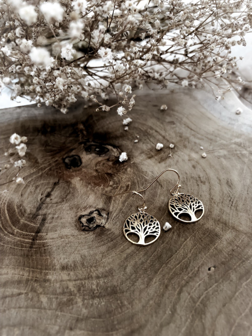 Bijoux plaqué or femme pas cher boucles d'oreilles arbre de vie