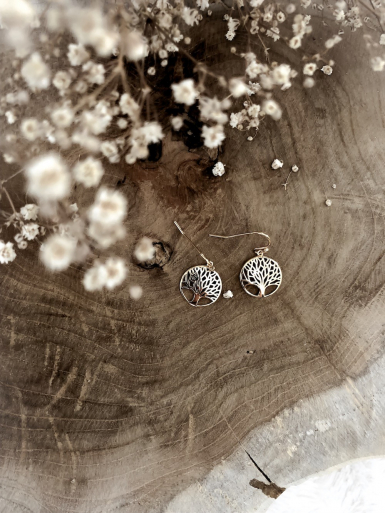 Bijoux plaqué or femme pas cher boucles d'oreilles arbre de vie