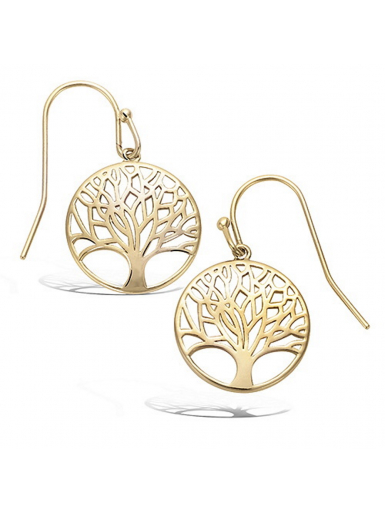 Bijoux plaqué or femme pas cher boucles d'oreilles arbre de vie