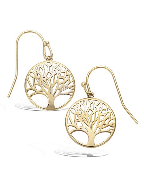 Bijoux plaqué or femme pas cher boucles d'oreilles arbre de vie