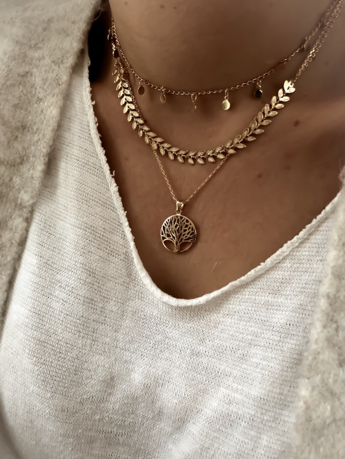 Bijoux plaqué or femme pas cher collier arbre de vie