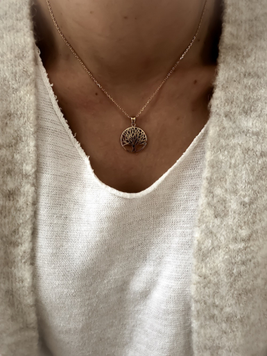 Bijoux plaqué or femme pas cher collier arbre de vie