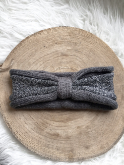 Bandeau cheveux double femme hiver pailleté - Gris