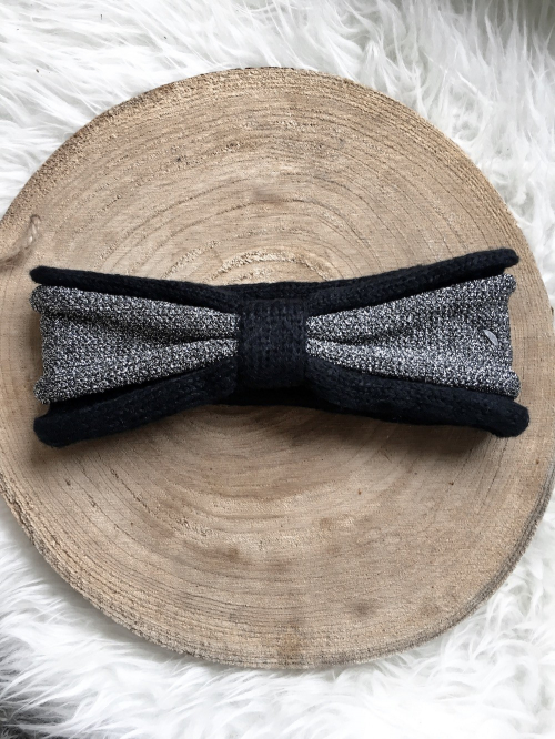 Bandeau cheveux double femme hiver pailleté - Noir