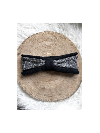 Bandeau cheveux double femme hiver pailleté - Noir